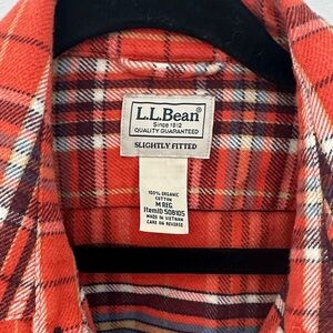 L.L. Bean Orange Plaid Organic Cotton Shirt